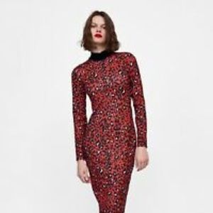 ZARA NWT RED LEOPARD PRINT TUBE DRESS